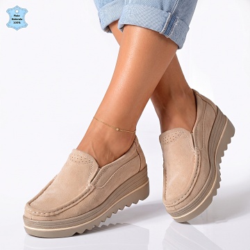 Pantofi Dama Piele Naturala Ibo Bej