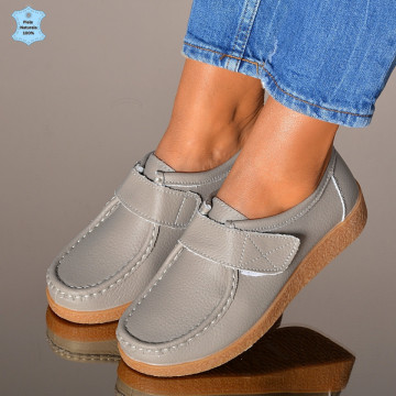 Pantofi Dama Piele Naturala Zora 4 Gri - Need 4 Shoes