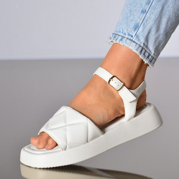 Sandale Cu Platforma Natasha Albe- Need 4 Shoes