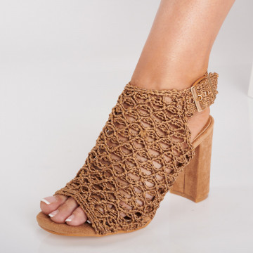 Sandale Dama Cu Toc Mariko Camel-NEED 4 SHOES