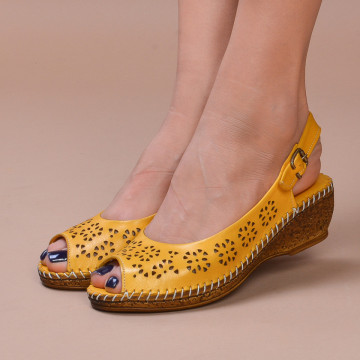 Sandale Piele Naturala Dori Galbene- Need 4 Shoes