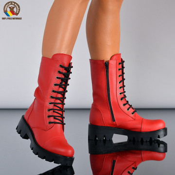 Cizme Dama Piele Naturala Maryn 2 Rosii- Need 4 Shoes
