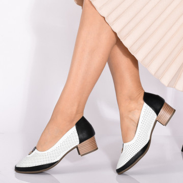 Pantofi Cu Toc Dama Gabriela Alb/Negru- Need 4 Shoes