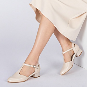Pantofi Cu Toc Piele Naturala Melis Nude