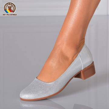 Pantofi Cu Toc Piele Naturala Minola Argintii-Need 4 Shoes