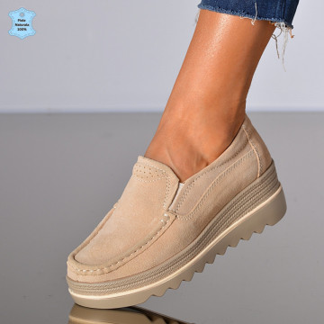 Pantofi Dama Piele Naturala Ibo Bej