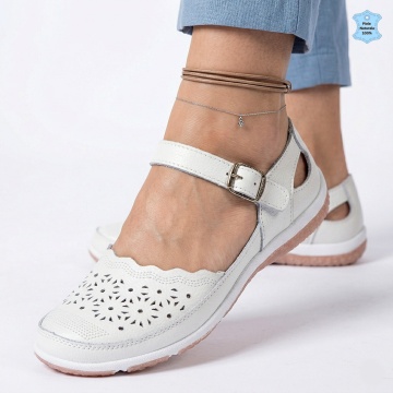 Pantofi Dama Piele Naturala Malina Albi