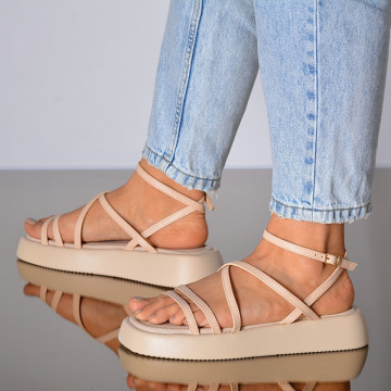 Sandale Cu Platforma Ildiko Bej- Need 4 Shoes