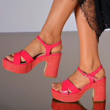 Sandale Dama Cu Toc Beyla Fuchsia- Need 4 Shoes