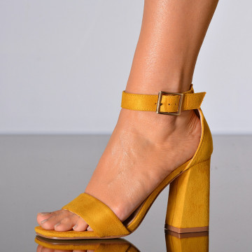 Sandale Dama Cu Toc Fiorella Galbene- Need 4 Shoes
