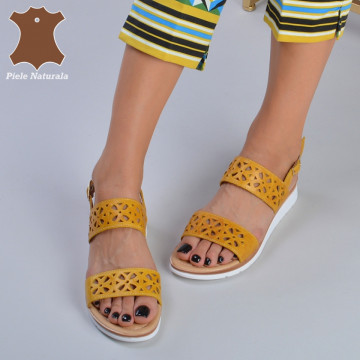 Sandale Piele Naturala Sunny Yellow - Need 4 Shoes