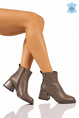 Botine Dama Piele Naturala Fifi Gri