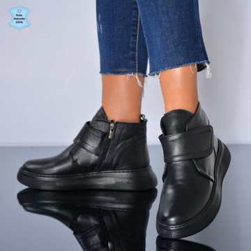 Ghete Dama Piele Naturala Marny 2 Negre- Need 4 Shoes