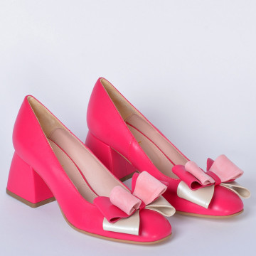 Pantofi Cu Toc Piele Naturala Arabella Fuchsia- Need 4 Shoes