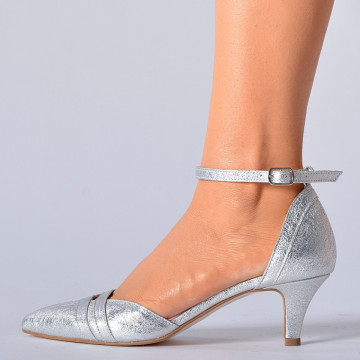 Pantofi Cu Toc Piele Naturala Charline Argintii- Need 4 Shoes