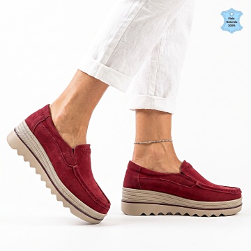 Pantofi Dama Piele Naturala Ibo Bordo