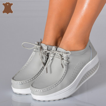 Pantofi Dama Piele Naturala Zena 5 Gri- Need 4 Shoes