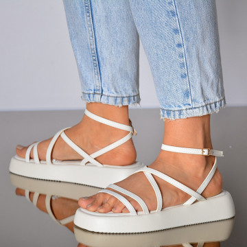 Sandale Cu Platforma Ildiko Albe- Need 4 Shoes