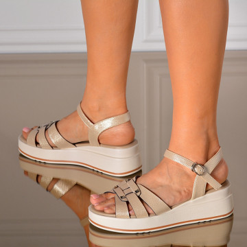 Sandale Cu Platforma Nermina Bej- Need 4 Shoes