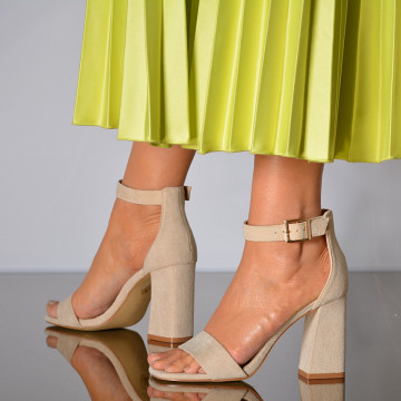 Sandale Dama Cu Toc Fiorella Bej- Need 4 Shoes