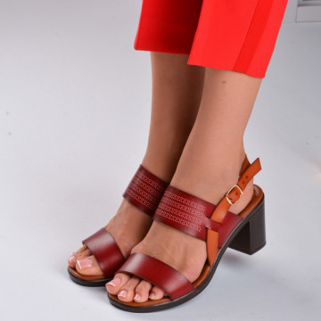 Sandale dama cu toc Lilo Burgundy - Need 4 Shoes
