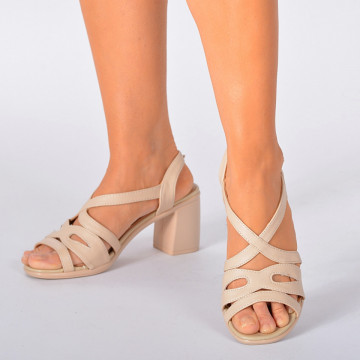 Sandale Dama Cu Toc Raisa Bej- Need 4 Shoes