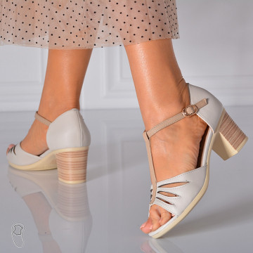 Sandale Dama Cu Toc Silvia 7  Bej- Need 4 Shoes