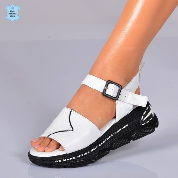 Sandale Dama Piele Naturala Oxiana Albe