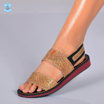 Sandale Dama Piele Naturala Ruby Aurii- Need 4 Shoes