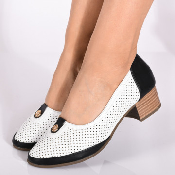 Pantofi Cu Toc Dama Gabriela Alb/Negru- Need 4 Shoes