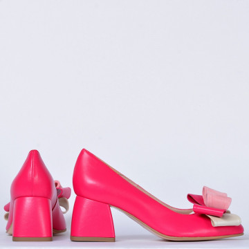Pantofi Cu Toc Piele Naturala Arabella Fuchsia- Need 4 Shoes