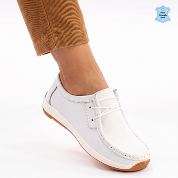 Pantofi Dama Piele Naturala Latia Albi