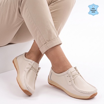 Pantofi Dama Piele Naturala Latia Bej