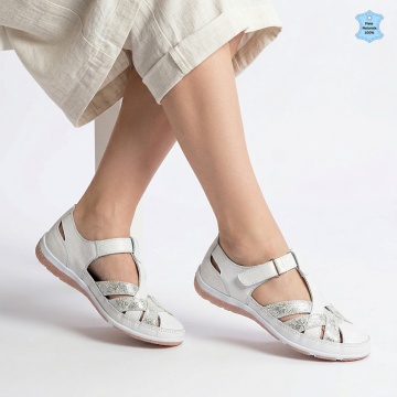 Pantofi Dama Piele Naturala Munia Albi