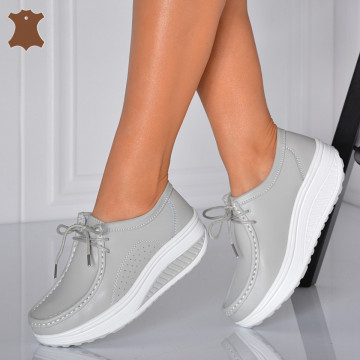 Pantofi Dama Piele Naturala Zena 5 Gri- Need 4 Shoes