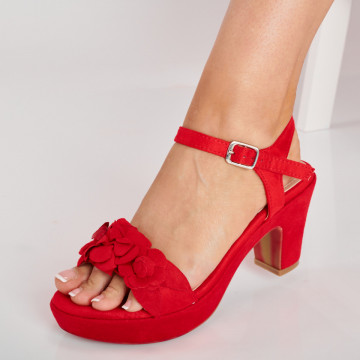 Sandale Dama Cu Toc Consuelo Rosii- Need 4 Shoes