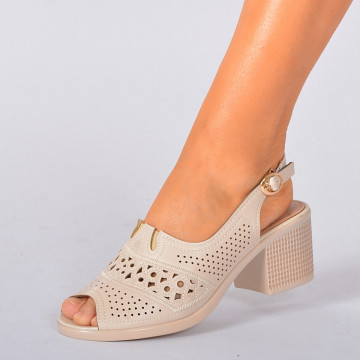 Sandale Dama Cu Toc Monica Bej- Need 4 Shoes