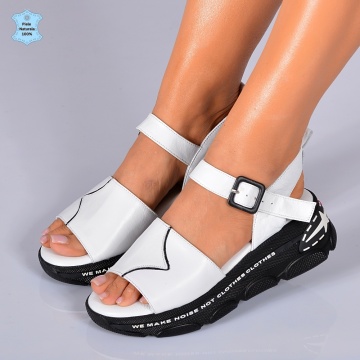 Sandale Dama Piele Naturala Oxiana Albe- Need 4 Shoes