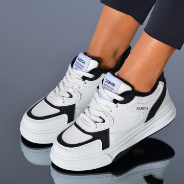 Adidasi Dama Imblaniti Lesly Alb/Negru- Need 4 Shoes