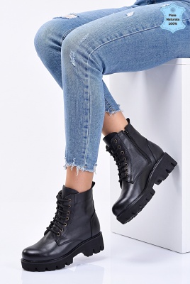 Ghete Dama Piele Naturala Maryn Negre