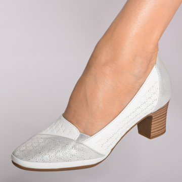 Pantofi Cu Toc Dama Bujor Albi-Need 4 Shoes
