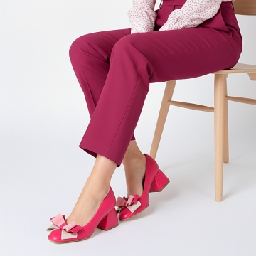 Pantofi Cu Toc Piele Naturala Arabella Fuchsia