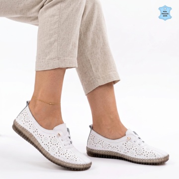 Pantofi Dama Piele Naturala Dolores Albi