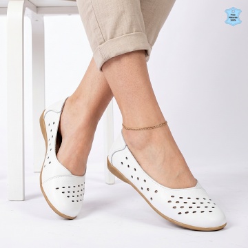 Pantofi Dama Piele Naturala Lorelay Albi
