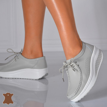 Pantofi Dama Piele Naturala Zena 5 Gri- Need 4 Shoes