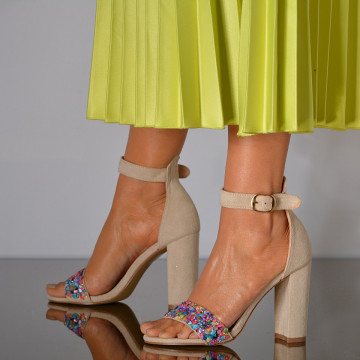 Sandale Dama Cu Toc Molly Bej- Need 4 Shoes
