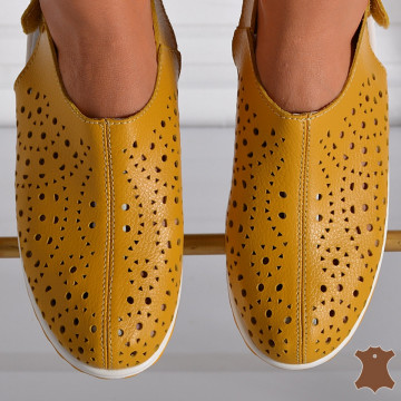 Sandale Dama Piele Naturala Elma Mustar- Need 4 Shoes