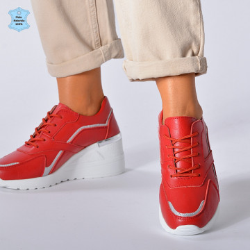 Adidasi Dama Piele Naturala Debby Rosii- Need 4 Shoes