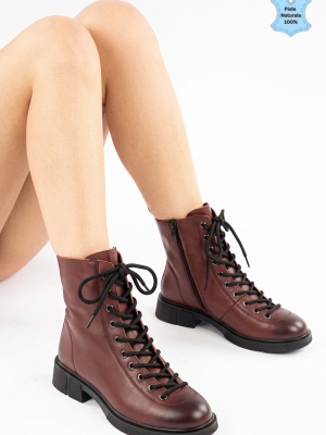 Ghete Dama Piele Naturala Berta Bordo