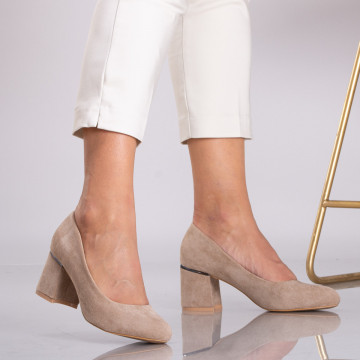Pantofi Cu Toc Dama Lesli Bej - Need 4 Shoes